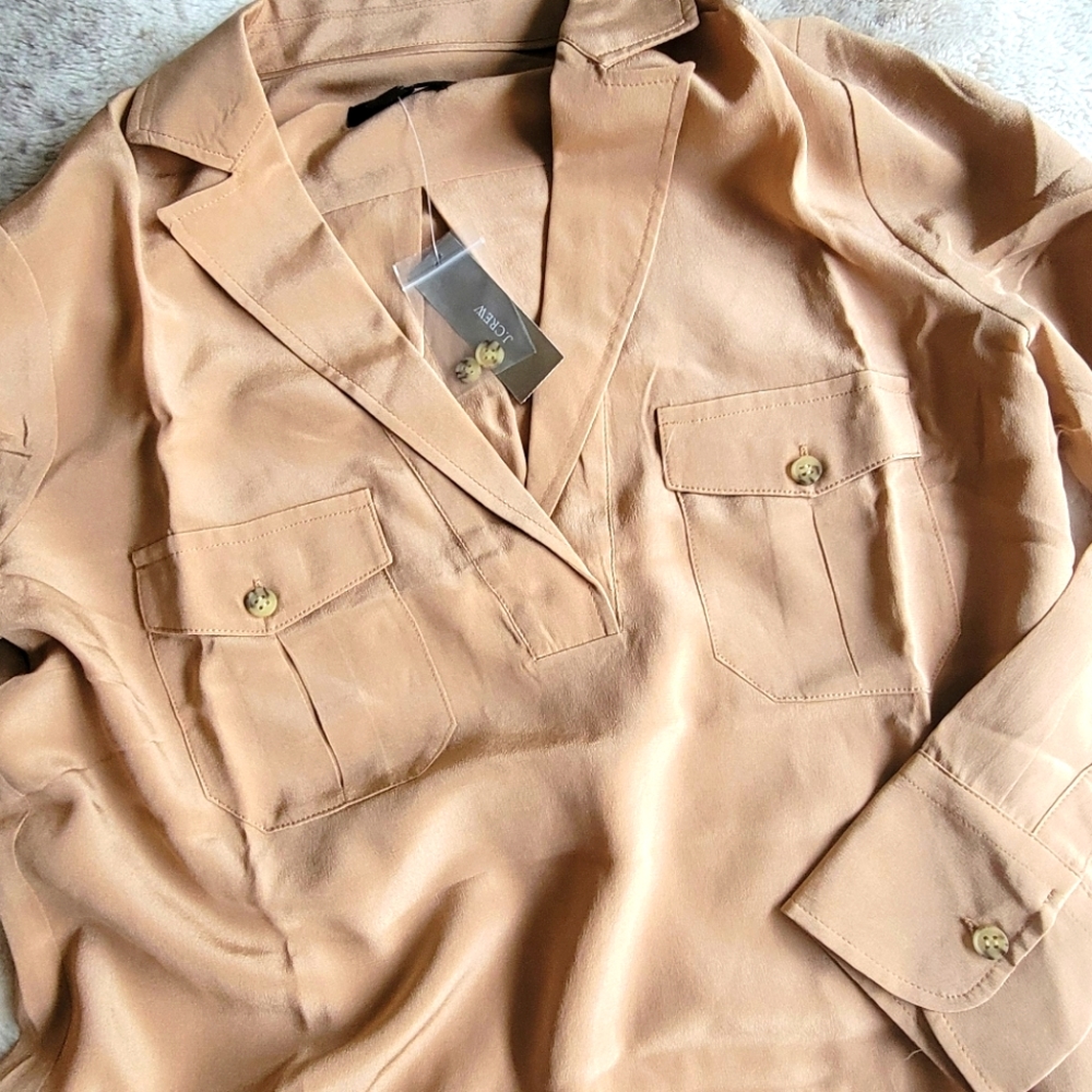 NWT J. Crew Silk patch pocket popover shirt, size XS - Picture 5 of 6